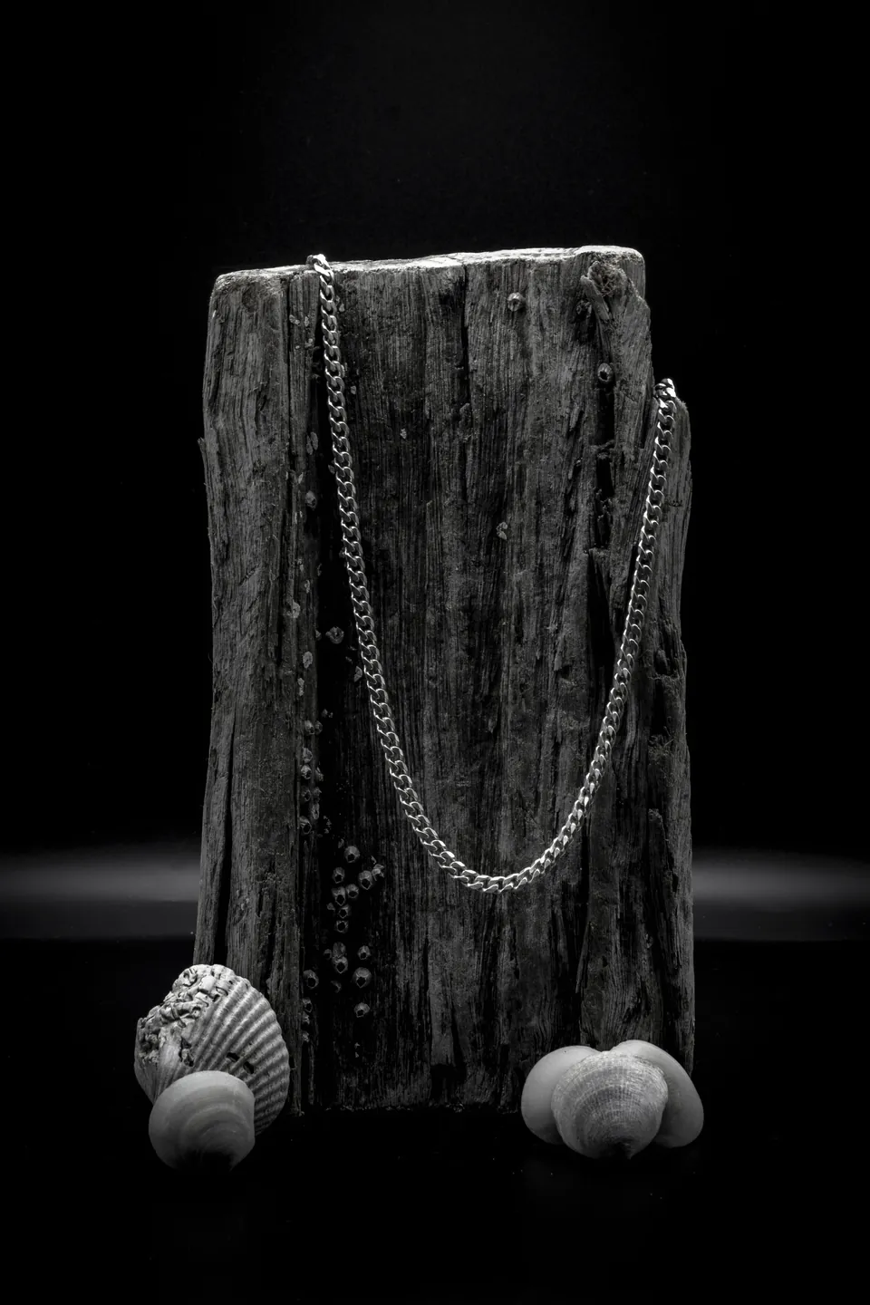 Jewellery product photograph on a dark background, focus-stacked and retouched